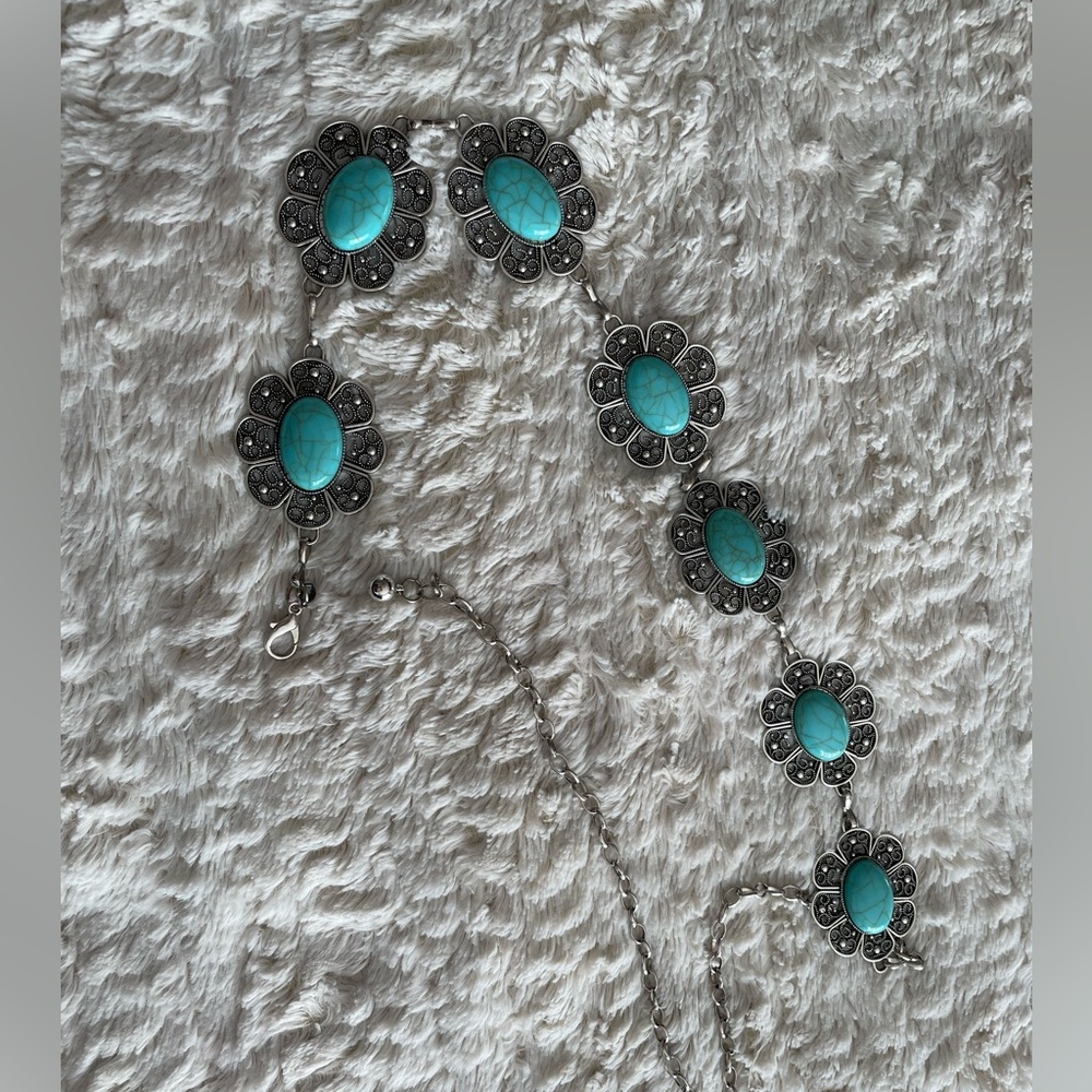 Chic Floral Turquoise Belt